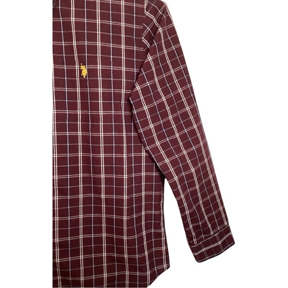 U.S. Polo Assn. Men's Maroon Plaid Shirt, Size XL - Picture 4 of 10